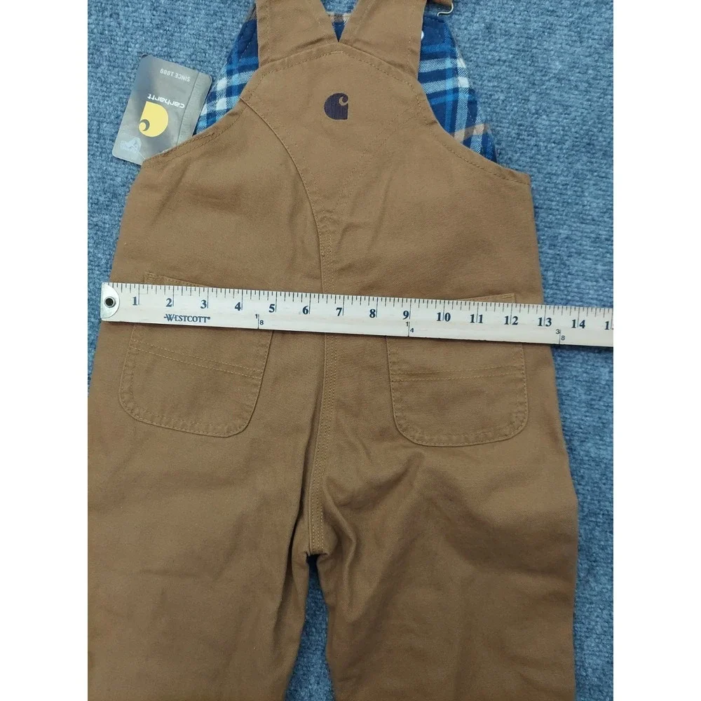 Carhartt Overalls Toddler 3T Brown Duck Canvas Flannel Lined Bib Double Knee